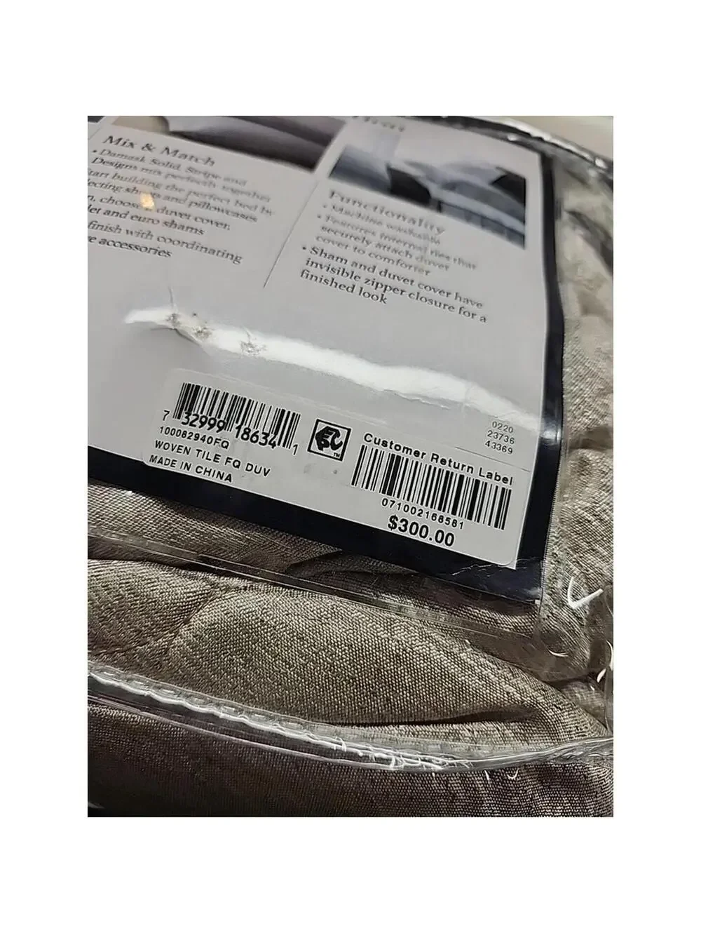 Charter Club Damask Designs Full/Queen 3PC Duvet Cover Set 100% Cotton